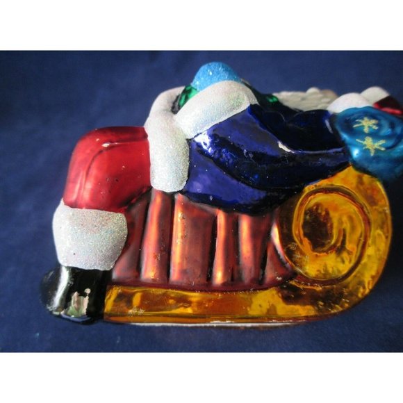 Vintage Christopher Radko Mercury Style Glass Santa On Sleigh w/ Bottle Ornament - Picture 10 of 12